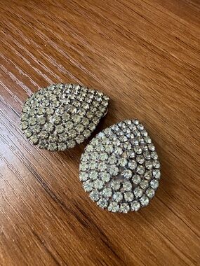 Crystal Teardrop Statement Earrings - Silver Tone